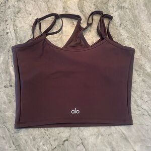 ALO Yoga Brown Double Strap Top